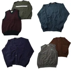 古着卸 まとめ売り セーター MIX 6枚セット (メンズ M /L ) ベスト カーディガン ワンポイント Ｖネック ニット 中古 古着 ND6055