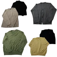 古着卸 まとめ売り セーター MIX 6枚セット (メンズ L ) ベスト ワンポイント カーディガン Ｖネック ニット 中古 古着 ND6049