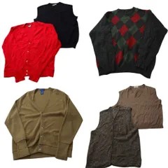 古着卸 まとめ売り セーター MIX 6枚セット (メンズ L ) カーディガン ベスト Ｖネック アーガイル柄 ニット 中古 古着 ND6047