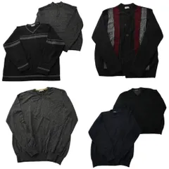 古着卸 まとめ売り セーター MIX 6枚セット (メンズ XL ) ハーフジップ Ｖネック カーディガン リブニット 中古 古着 ND6045