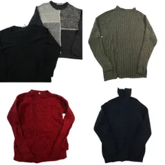 古着卸 まとめ売り セーター MIX 5枚セット (メンズ XS /S ) タートルネック モノトーン リブニット 中古 古着 ND6062