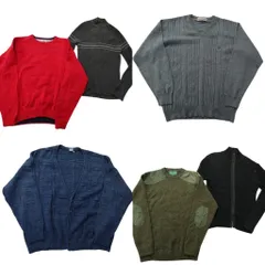 古着卸 まとめ売り セーター MIX 6枚セット (メンズ L ) ライン ハーフジップ カーディガン エルボーパッチ 中古 古着 ND6493