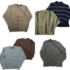古着卸 まとめ売り セーター MIX 6枚セット (メンズ L ) カーディガン ボーダー ケーブル編み クルーネック 中古 古着 ND6539