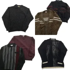 古着卸 まとめ売り セーター MIX 6枚セット (メンズ L ) ヘンリーネック カーディガン ポロニット ハーフジップ 中古 古着 ND6528