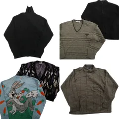 古着卸 まとめ売り セーター MIX 6枚セット (メンズ L ) ポロニット カーディガン キャラクター 総柄 中古 古着 ND6524