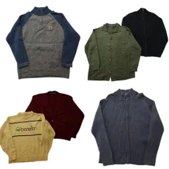 古着卸 まとめ売り セーター MIX 6枚セット (メンズ L ) ハーフジップ カーディガン リブニット フルジップ 中古 古着 ND6553