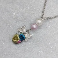 ヴィンテージ風ローズネックレス リボン 薔薇 パール