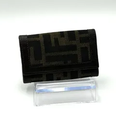 フェンディ FENDI ズッカ柄 6連キーケース コンパクト シルバー金具 男女兼用 ブラウン ブラック レザー