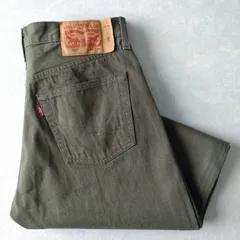 ■古着 Levi's リーバイス 501ジーンズ デニムパンツ オリーブグリーン STRAIGHT FIT 18年製 実寸W32L32【L5485】