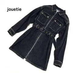 【jouetie】ジュエティ デニム ミニワンピース ジップアップ 黒 ブラック ベルト付 サイズM