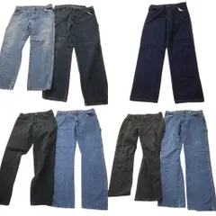 古着卸 まとめ売り ディッキーズ Dickies ペインターデニム パンツ 8枚セット (メンズ 36 /38 ) ブラック インディゴブルー 中古 ND0711