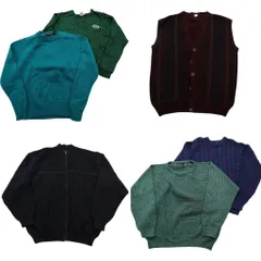 古着卸 まとめ売り セーター MIX 6枚セット (メンズ L ) フルジップ ワンポイント ベスト カーディガン 中古 古着 ND3900