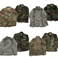 古着卸 まとめ売り 米軍実物 カモ柄 フィールドジャケット ミリタリー 8枚セット (メンズ S ) ウッドランド マルチカム 中古 古着 ND4076