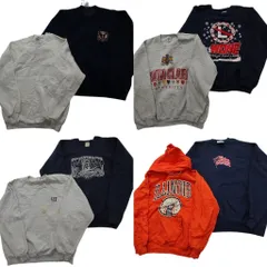 古着卸 まとめ売り USA製 スウェット 8枚セット (メンズ XL ) カレッジ風 フーディー 星条旗 ワンポイント クルーネック 中古 古着 ND4177