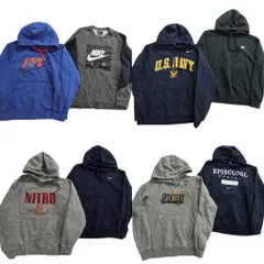 古着卸 まとめ売り ナイキ NIKE スウェット 8枚セット (メンズ M ) フーディー カレッジ風 NAVY スウォッシュロゴ 中古 古着 ND4199