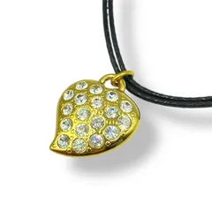 極美品 YVES SAINT LAURENT イブサン ローラン ハート チョーカー ネックレス ラインストーン ゴールド