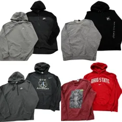 古着卸 まとめ売り ナイキ NIKE スウェット 8枚セット (メンズ L ) バイカラー フーディー スウォッシュロゴ カレッジ風 中古 古着 ND4296