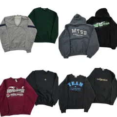 古着卸 まとめ売り オールド スウェット 8枚セット (メンズ L ) ラッセル フルーツオブザルーム フーディー Ｖネック 中古 古着 ND4318