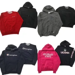古着卸 まとめ売り チャンピオン Champion スウェット 8枚セット (メンズ M ) フーディー 袖プリント カレッジ風 フルジップ 中古 ND4345