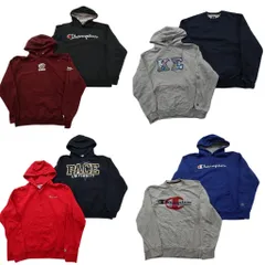 古着卸 まとめ売り チャンピオン Champion スウェット 8枚セット (メンズ L ) 前V フーディー カレッジ風 英文字プリント 中古 古着 ND4361