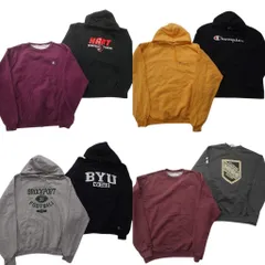 古着卸 まとめ売り チャンピオン Champion スウェット 8枚セット (メンズ L ) カレッジ風 ワンポイント フーディー 中古 古着 ND4437