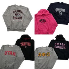 古着卸 まとめ売り カレッジ風 スウェット 7枚セット (メンズ M ) カレッジチーム フーディー クルーネック 英文字 中古 古着 ND4479