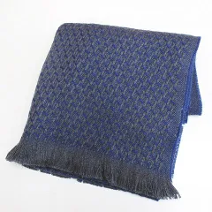 ランバン LANVIN COLLECTION ウール マフラー ストール F 灰系 グレー 総柄 フリンジ イタリア製 ファッション小物 タグ付のサムネイル