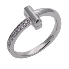 ティファニー TIFFANY&Co. リング レディース メンズ ブランド 指輪 750WG ダイヤモンド Tワン ホワイトゴールド 約8.5号 ジュエリー 磨き済み 【中古】