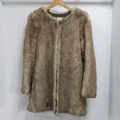 ks153◆ UNIQLO フェイクファーコート (M) レディース ベージュ ブラウン