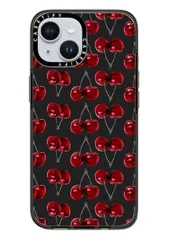 CASETIFY コンパクト iPhone 15 ケース [MIL規格準拠 (2x MIL-STD-810G) / 1.2  mからの落下テストをクリア] Modern Cherries Red and Gray Fruity Pattern  on ...