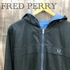 FRED PERRY フレッドペリー リバーシブル パーカー ナイロンジャケット ロゴ刺繍 Ｆ２３５７ サイズL ブラック ドット ブルー 無地 メンズ