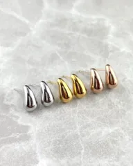 サージカルステンレス ピアス アレルギー対応  つけっぱなしOK  錆びない【小さめティアドロップ gold & silver & pink gold】