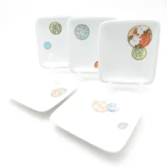 Fukagawa Seiji 深川製磁 寿赤絵 角銘々皿 5枚 セット 12cmプレート 小皿 SC10049A3 