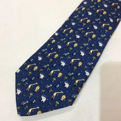 Salvatore Ferragamo サルバトーレフェラガモ メンズ シルク ネクタイ ブルー 動物柄 アニマル