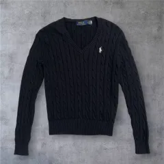 POLO RALPH LAUREN ポロラルフローレン ブラック ケーブル Vネック ニット M
