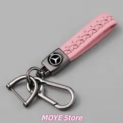 新品★メルセデス・ベンツ BENZ★深錆色/ピンク★車用キーホルダー 車のキーチェーン キーリング ストラップ 金属製 PUレザーメンズ レディース兼用 qp0131