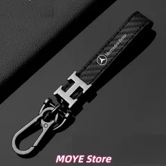 新品メルセデス・ベンツ★深錆色/カーボン調車用キーホルダー 車のキーチェーン キーリング ストラップ 金属製 PUレザー メンズ レディース兼用 紛失防止 qp0131