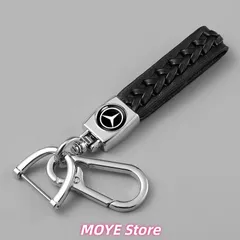 新品★メルセデス・ベンツ BENZ★シルバー/ブラック★車用キーホルダー 車のキーチェーン キーリング ストラップ 金属製 PUレザーメンズ レディース兼用 qp0131