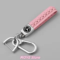 新品★メルセデス・ベンツ BENZ★シルバー/ピンク★車用キーホルダー 車のキーチェーン キーリング ストラップ 金属製 PUレザーメンズ レディース兼用 qp0131
