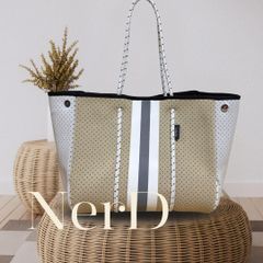 新品】qbag paris ネオプレン トートバッグL サンドベージュ - メルカリ