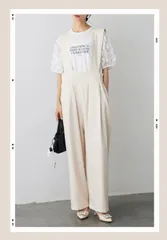 人気　ハイウエストサロペット　frene