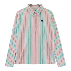 サイズ：M LE COQ GOLF ルコックゴルフ  長袖ポロシャツ ストライプ柄 ピンク系 [240101615420] ゴルフウェア レディース ストスト