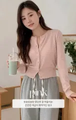 SHOPPERLAND ショッパーランド ガーデン カシミア クロップド ラムウール ニット カーディガン ラウンド カーディガン ピンク