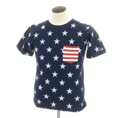 【中古】【未使用】チャンピオン Champion コットン 星柄 クルーネック 半袖Ｔシャツ ネイビー【サイズL】【メンズ】