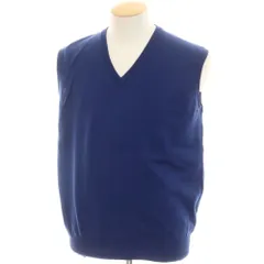 【中古】ウィリアムロッキー WILLIAM LOCKIE ハイゲージ コットン Vネック ニットベスト ネイビー【サイズ42】【メンズ】