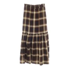 【中古】ニコアンド niko and... レーヨンコットン オンブレーチェック ロングスカート ブラウンxホワイト【サイズF】【レディース】