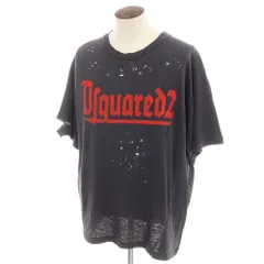 【新品】ディースクエアード DSQUARED2 ダメージ加工 コットンレーヨン クルーネック 半袖Ｔシャツ ブラック【サイズXXL】【メンズ】