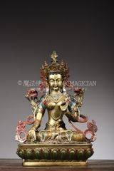 From a former family collection: copper, gold-plated, painted statue of Mother White, Buddhist statue, religious, Buddhist antique, memorial, antique art collector's item (CLH131P076)