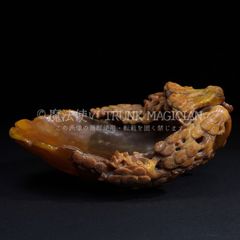 旧家蔵出し 角材細密彫 不老松筆洗 置物 文房賞物 供養品 古美術品 収集家 CLH131P065