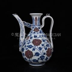 中国古美術 時代物陶磁器 執壺 釉裏紅 染付 骨董品高さ約32cm - メルカリ